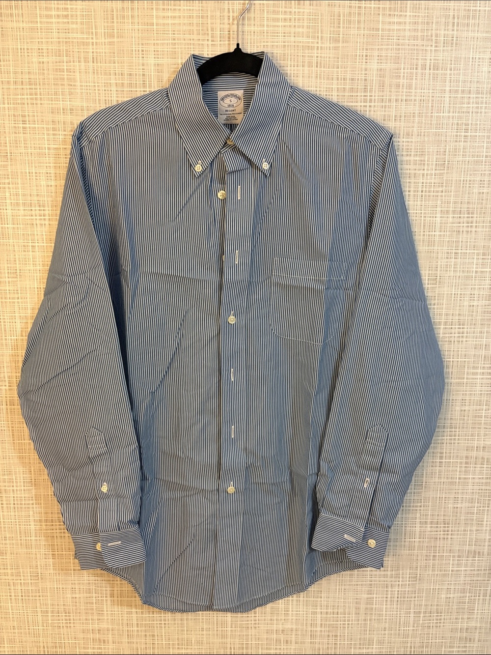 Brooks Brothers Men’s Blue and White Pinstripe Oxford Dress Shirt